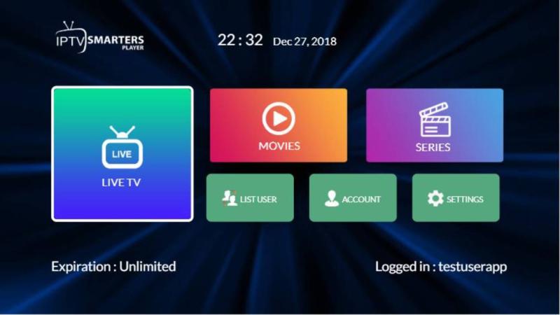 IPTV app interface on Smart TV